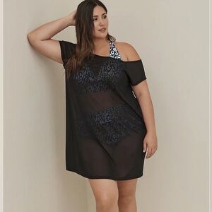🌶️ NWT Torrid and Black Sheer Swim Cover-Up. Size 2